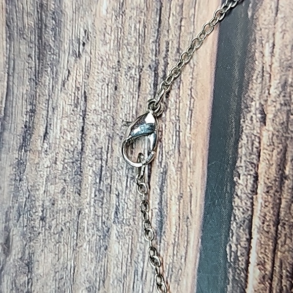 GOLD DISC SILVER LINK LONG 38" NECKLACE - Picture 6 of 8